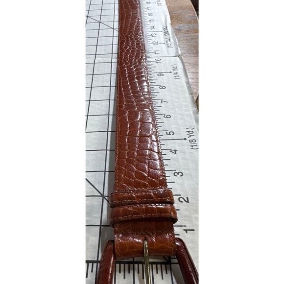 Cipriani Vintage Brown Italian Alligator Leather Horseshoe Buckle 1.5" Wide Belt - Picture 7 of 9